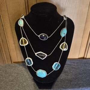 Chico's Silver Necklace with Blue and Green Stones